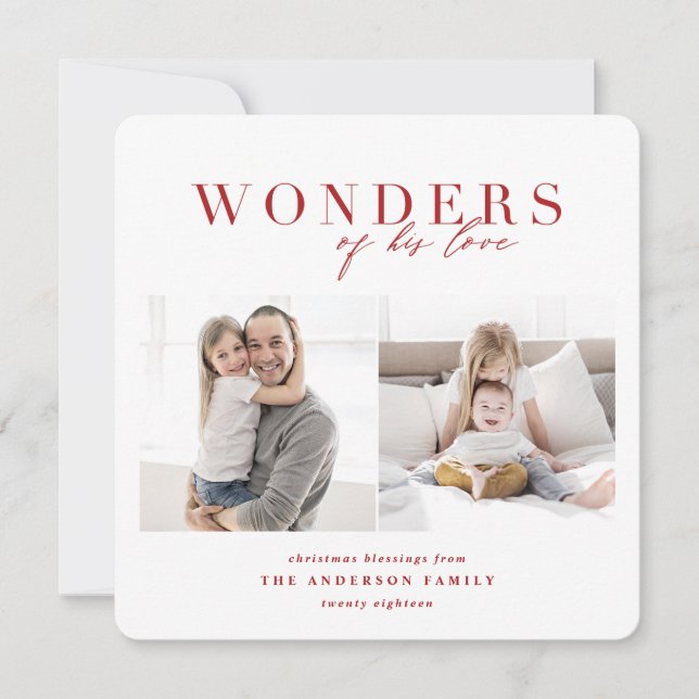 Cartes Pour Fêtes Annuelles Merveilles de son amour Noël religieux (Devant)