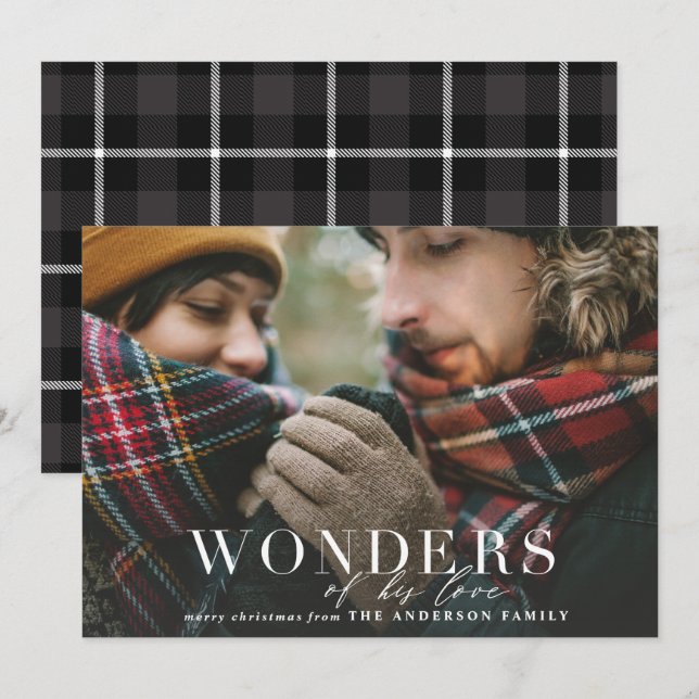 Cartes Pour Fêtes Annuelles Merveilles son amour plaid photo script moderne (Devant / Derrière)