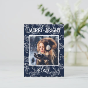 Cartes Pour Fêtes Annuelles Merveilleuse et brillante photo Marine Blue Holida