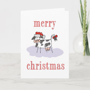 Cartes Pour Fêtes Annuelles Merveilleuse vache de Noël