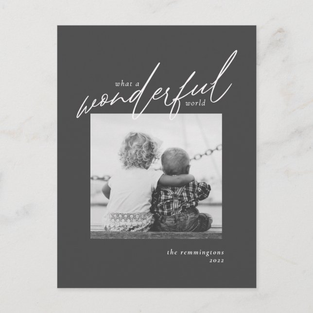 Cartes Pour Fêtes Annuelles Merveilleux Monde simple photo Noir de Noël (Devant)