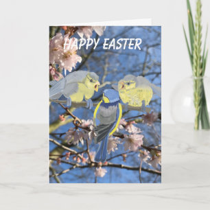 Cartes Pour Fêtes Annuelles Mésange bleue mère et bébés Pâques