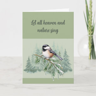 Cartes Pour Fêtes Annuelles Mésange de Noël chrétien Hiver Épicéa Arbre