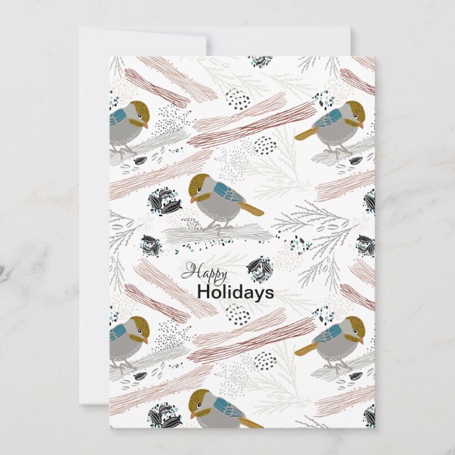 Cartes Pour Fêtes Annuelles Mésange Douce Et Mignonne D'Hiver (Devant)