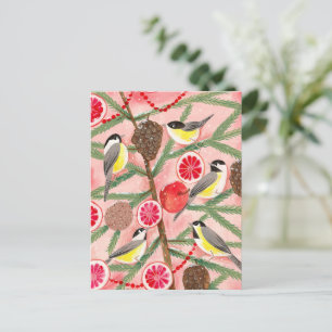 Cartes Pour Fêtes Annuelles Mésanges arbre de Noël