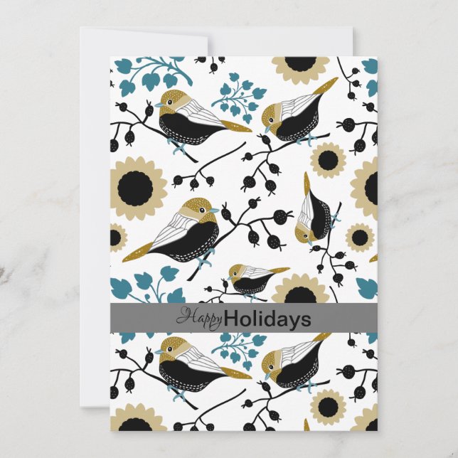 Cartes Pour Fêtes Annuelles Mésanges douces et mignonnes avec des cœurs (Devant)