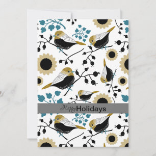 Cartes Pour Fêtes Annuelles Mésanges Douces Et Mignonnes Avec Des Cœurs