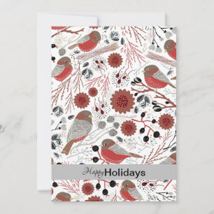 Cartes Pour Fêtes Annuelles Mésanges mignonnes et adorables rouges et grises