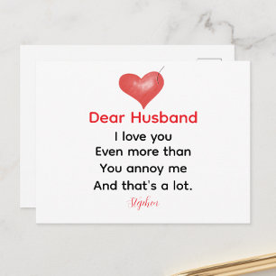 Cartes Pour Fêtes Annuelles Message d'amour personnalisé pour cher mari pour l