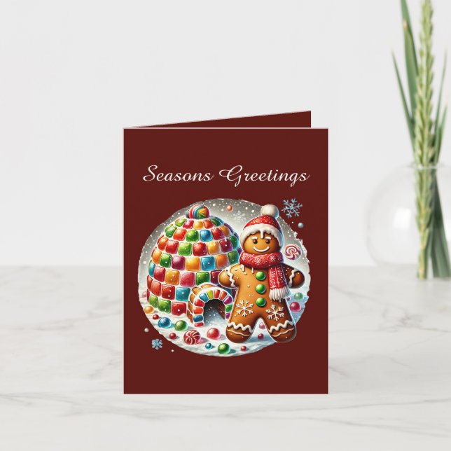 Cartes Pour Fêtes Annuelles Message de pain d'épices de Noël Joyeuses Fêtes (Devant)