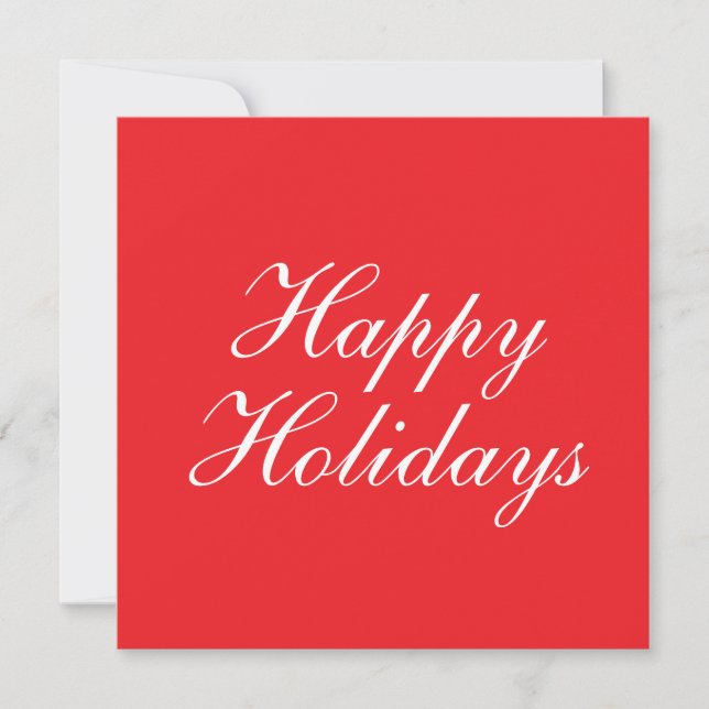 Cartes Pour Fêtes Annuelles Message de vacances joyeuses et élégant rouge vif (Devant)
