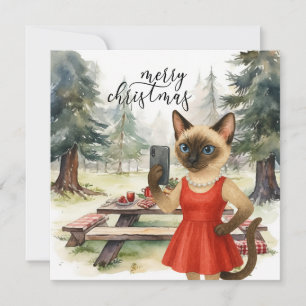 Cartes Pour Fêtes Annuelles Message d'envoi de chats de Siamese Joyeux Noël