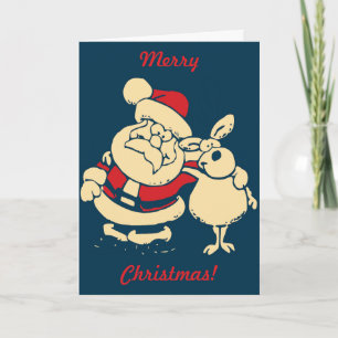 Cartes Pour Fêtes Annuelles Message Inside - Retro Joyeux Noël Père Noël avec