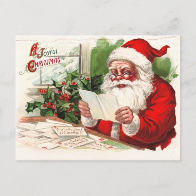 Cartes Pour Fêtes Annuelles Messagerie de lecture père Noël (Devant)