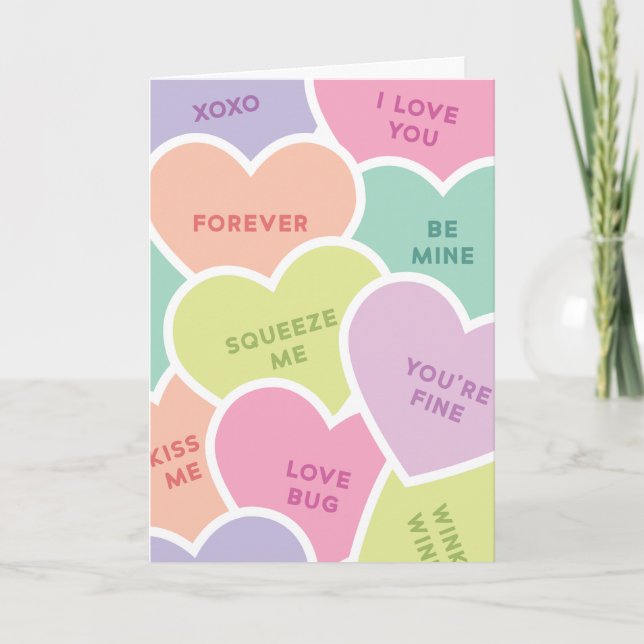 Cartes Pour Fêtes Annuelles Messages du Coeur de bonbons mignon Saint Valentin (Devant)