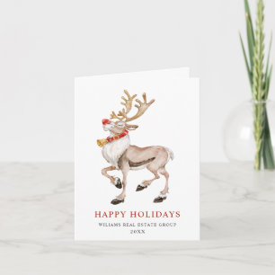 Cartes Pour Fêtes Annuelles Mete Cartoon Reindeer Salutation d'entreprise