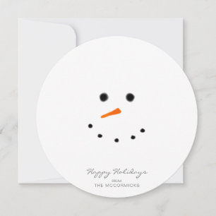 Cartes Pour Fêtes Annuelles Mete Moderne Snowman Visage Ronde Salutation