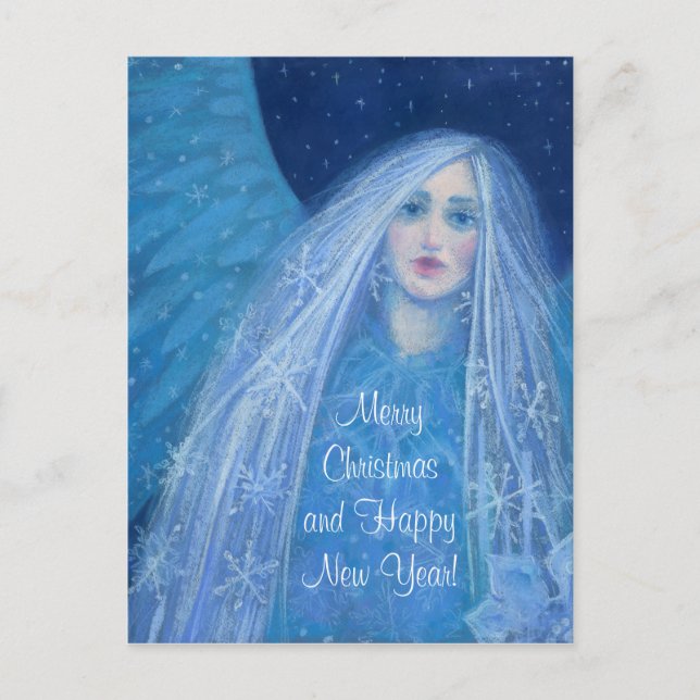 Cartes Pour Fêtes Annuelles Metelitsa Neige fille Snégurochka Noël Angel (Devant)