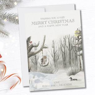 Cartes Pour Fêtes Annuelles Mi-hiver neige forêt nature Noël