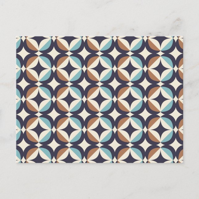Cartes Pour Fêtes Annuelles Mi-siècle moderne Brown et Motif Turquoise (Devant)