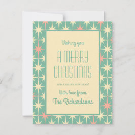 Cartes Pour Fêtes Annuelles Mi-siècle Moderne Retro Stars Noël Turquoise rose