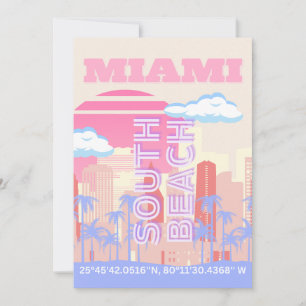 Cartes Pour Fêtes Annuelles Miami Beach, Miami Travel Art, Preppy Room, Pastel