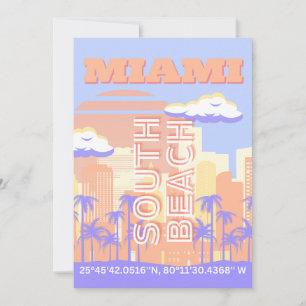 Cartes Pour Fêtes Annuelles Miami Beach, Miami Travel Art, Preppy Room, Pastel