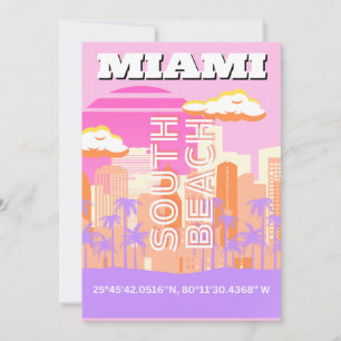 Cartes Pour Fêtes Annuelles Miami Beach, Miami Travel Art, Preppy Room, Rose
