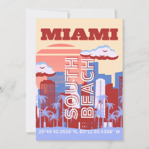 Cartes Pour Fêtes Annuelles Miami Beach, Miami Travel Art, Retro