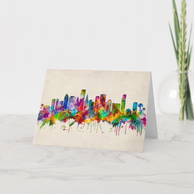 Cartes Pour Fêtes Annuelles Miami Florida Skyline (Devant)