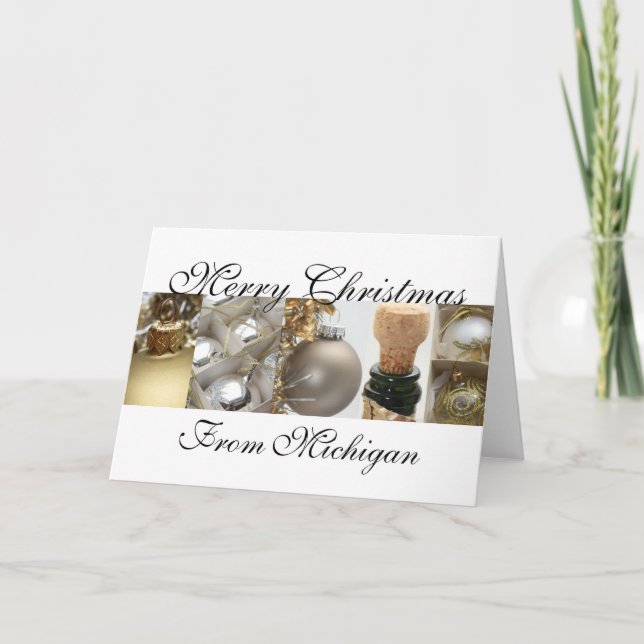 Cartes Pour Fêtes Annuelles Michigan Merry Christmas Collage Card (Devant)