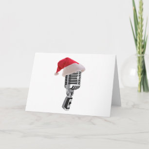 Cartes Pour Fêtes Annuelles Microphone père Noël