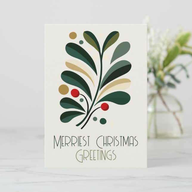 Cartes Pour Fêtes Annuelles Mid-Century Modern Joyeux Noël (Debout devant)