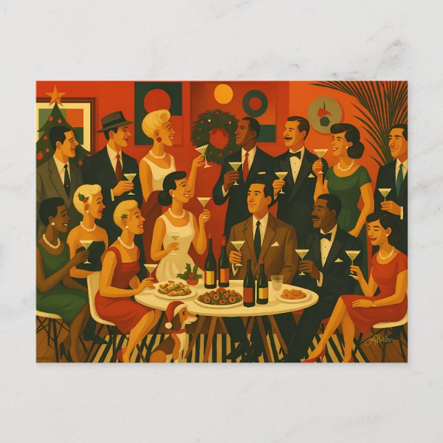 Cartes Pour Fêtes Annuelles Mid Century Modern Martini Intellectuals Christmas (Devant)