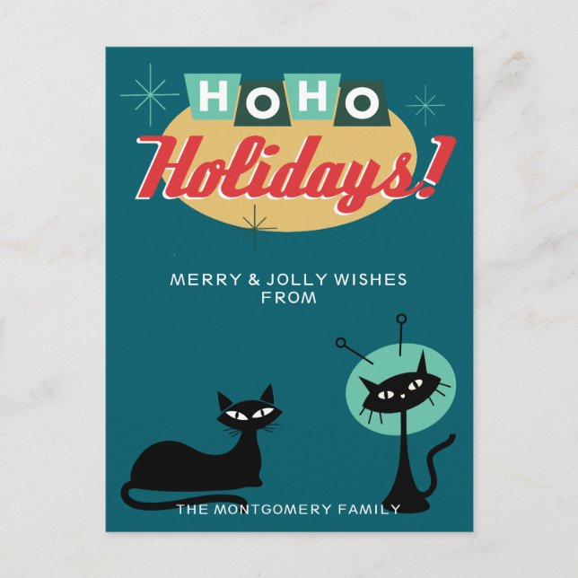 Cartes Pour Fêtes Annuelles Midcentury Modern Ho Ho Holidays Christmas (Devant)