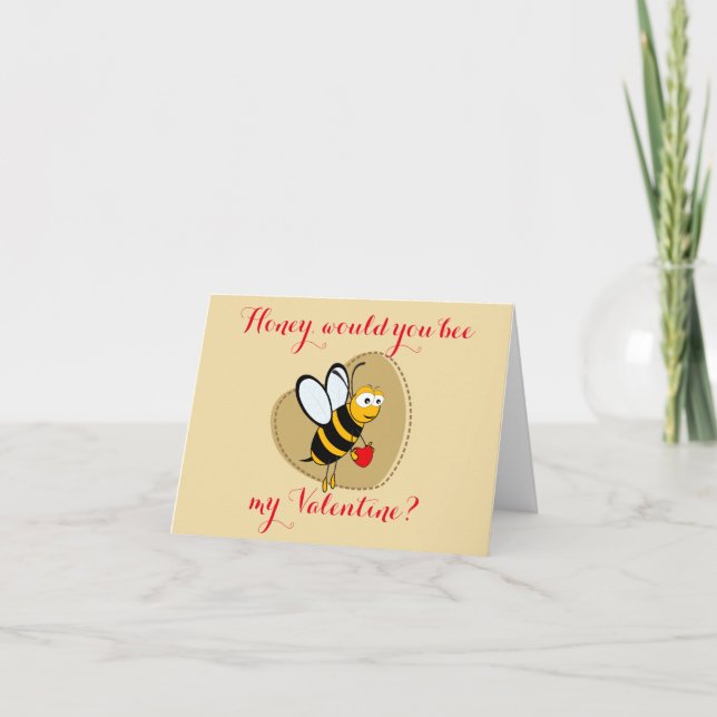 Cartes Pour Fêtes Annuelles Miel, abeille mon Valentine (Devant)
