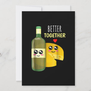 Cartes Pour Fêtes Annuelles Mieux Basculer - Cute Vin Et Pun De Fromage