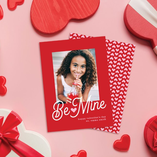 Cartes Pour Fêtes Annuelles Mignon Be Mine Rose Heart Saint Valentin Photo (Créateur téléchargé)