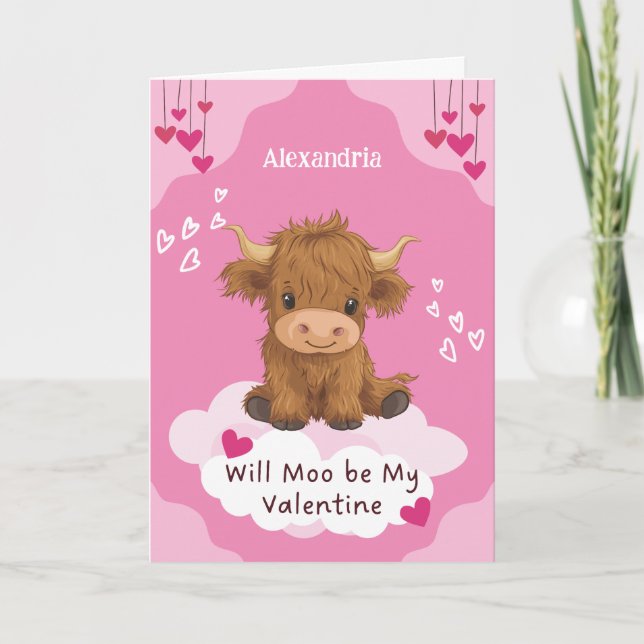 Cartes Pour Fêtes Annuelles Mignon Cow Valentine Highland (Devant)