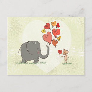 Cartes Pour Fêtes Annuelles mignon éléphant et souris valentine amour vecteur