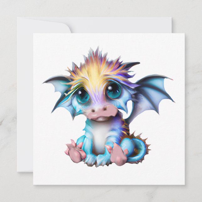 Cartes Pour Fêtes Annuelles Mignon et adorable bébé dragon kawaii (Devant)