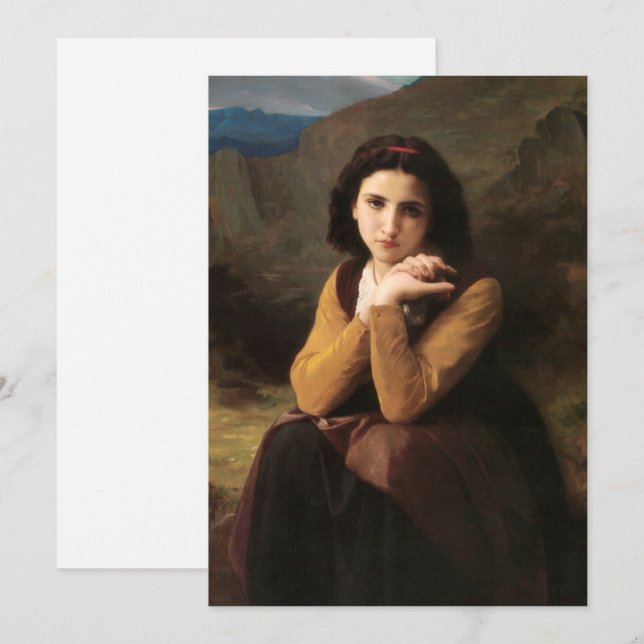 Cartes Pour Fêtes Annuelles Mignon Innocence d'une adolescente, Bouguereau (Devant / Derrière)