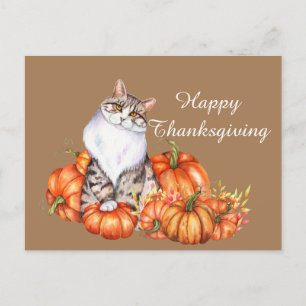 Cartes Pour Fêtes Annuelles mignon Thanksgiving cat ajouter du texte