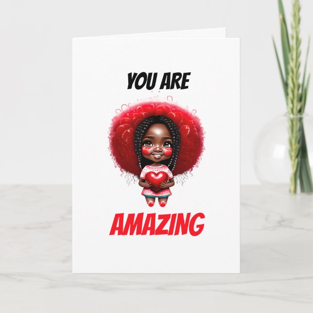 Cartes Pour Fêtes Annuelles Mignonne Africaine Américaine fille vous êtes extr (Devant)