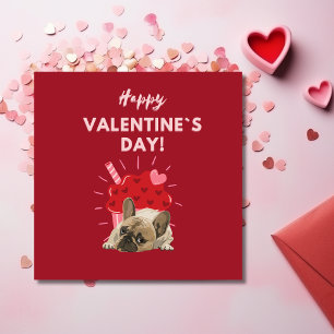 Cartes Pour Fêtes Annuelles Mignonne bulldog français avec cupcake Valentines 