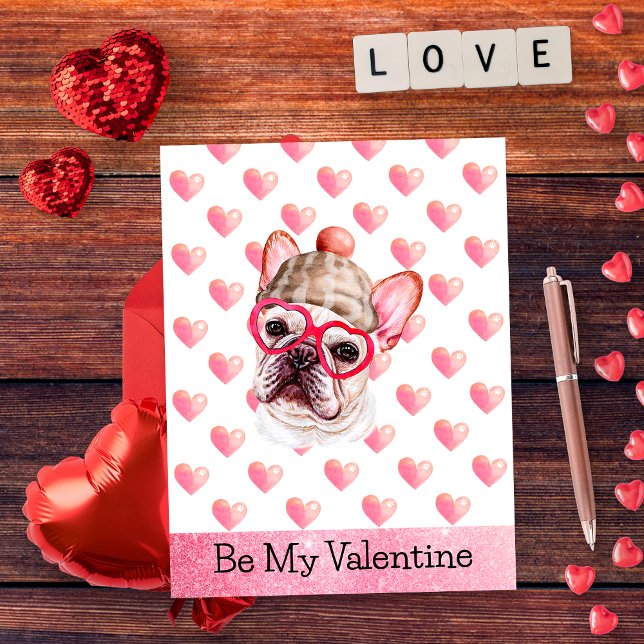Cartes Pour Fêtes Annuelles Mignonne Chien à taureaux français Soyez Mon Chien (Créateur téléchargé)