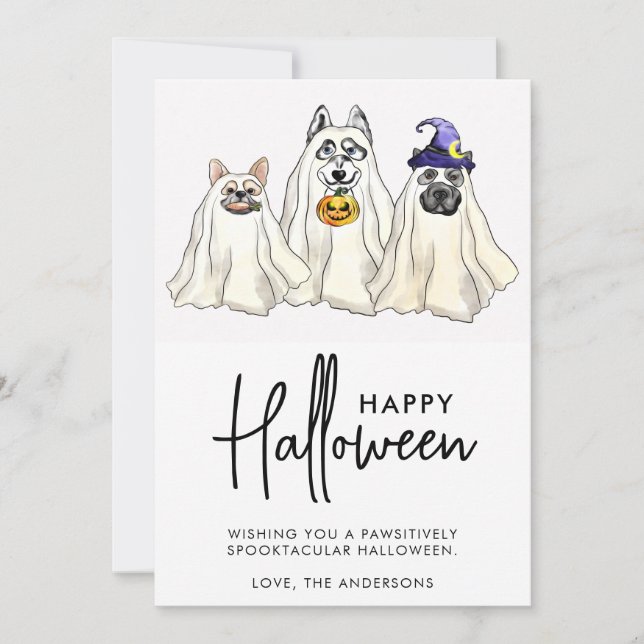 Cartes Pour Fêtes Annuelles Mignonne Chien Fantômes Drôle Animaux Animaux Anim (Devant)