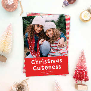 Cartes Pour Fêtes Annuelles Mignonne de Noël Mignonne Funky Red Holiday Photo
