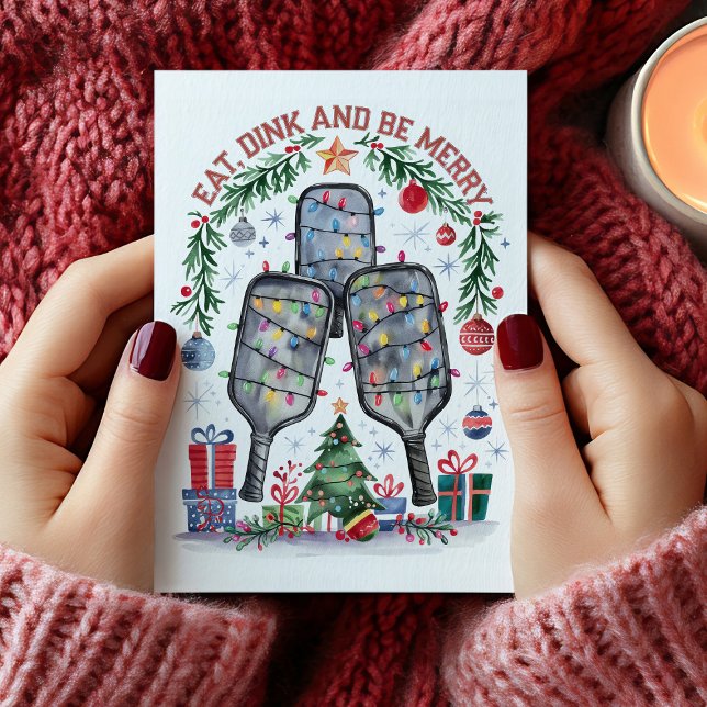 Cartes Pour Fêtes Annuelles Mignonne Dink Be Joyeux Pickleball Christmas Card (Créateur téléchargé)