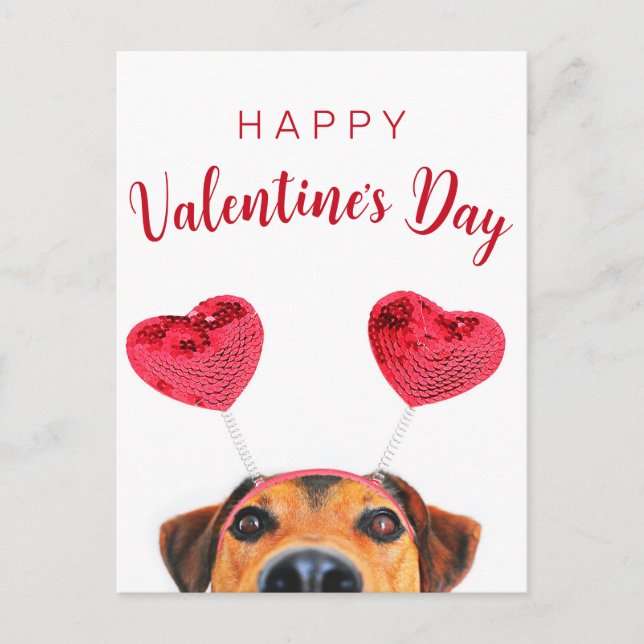 Cartes Pour Fêtes Annuelles Mignonne drôle Valentine's Day Chien Coeur de Coeu (Devant)